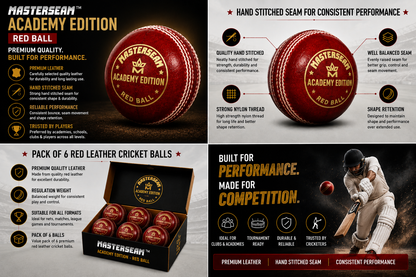 MasterSeam™ Academy Edition - Red Leather Cricket Ball - Box of 6