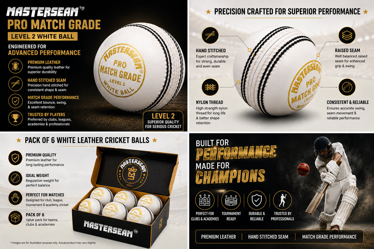 MasterSeam™ Pro Match Grade Level 2 – White Leather Cricket Ball - Box of 6