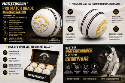 MasterSeam™ Pro Match Grade Level 2 – White Leather Cricket Ball - Box of 6
